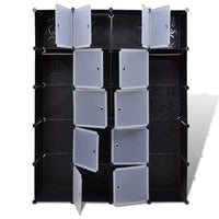 Thumbnail for 240499 vidaXL Modular Cabinet with 14 Compartments Black and White 37 x 146 x 180,5 cm
