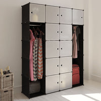 Thumbnail for 240499 vidaXL Modular Cabinet with 14 Compartments Black and White 37 x 146 x 180,5 cm