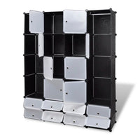 Thumbnail for 240501 vidaXL Modular Cabinet with 18 Compartments Black and White 37 x 146 x 180,5 cm