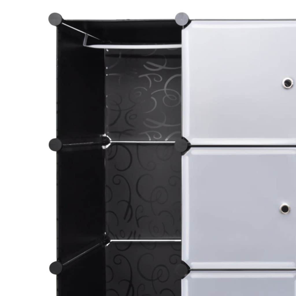 240501 vidaXL Modular Cabinet with 18 Compartments Black and White 37 x 146 x 180,5 cm