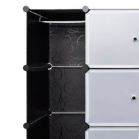Thumbnail for 240501 vidaXL Modular Cabinet with 18 Compartments Black and White 37 x 146 x 180,5 cm