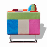 Thumbnail for Würfel-Sessel mit verchromten Füßen Patchwork-Design Stoff