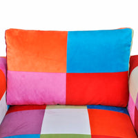 Thumbnail for Würfel-Sessel mit verchromten Füßen Patchwork-Design Stoff