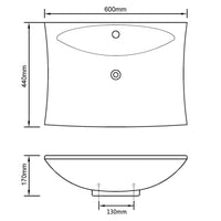 Thumbnail for Luxuriöses Keramik-Waschbecken rechteckig mit Überlauf & Hahnloch schwarz