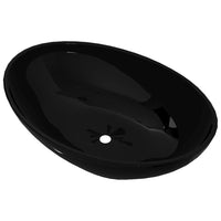 Thumbnail for Keramik Waschtisch Waschbecken Oval schwarz 40 x 33 cm