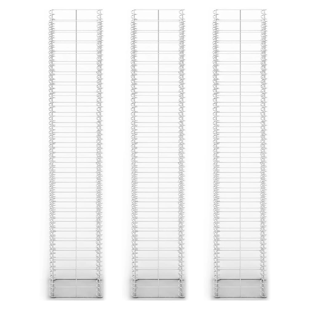 Gabionen-Set 3-tlg. Verzinkter Draht 25×25×150 cm