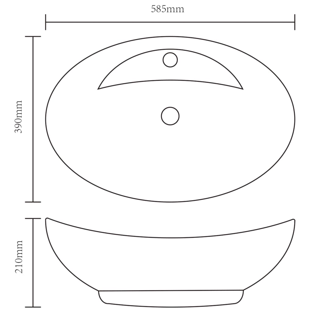 140678 Luxury Ceramic Basin Oval with Overflow and Faucet Hole