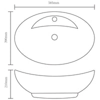 Thumbnail for 140678 Luxury Ceramic Basin Oval with Overflow and Faucet Hole