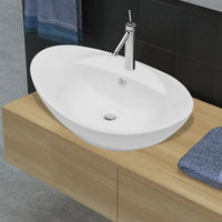 Thumbnail for 140678 Luxury Ceramic Basin Oval with Overflow and Faucet Hole