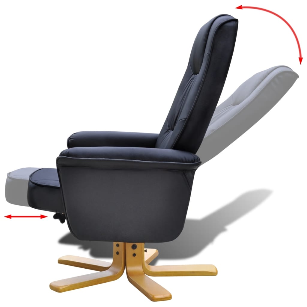 Sessel mit Fußhocker Schwarz Kunstleder