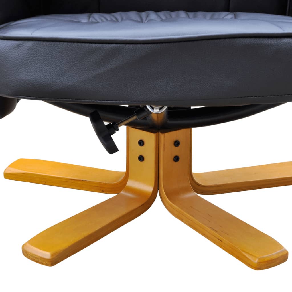 Sessel mit Fußhocker Schwarz Kunstleder