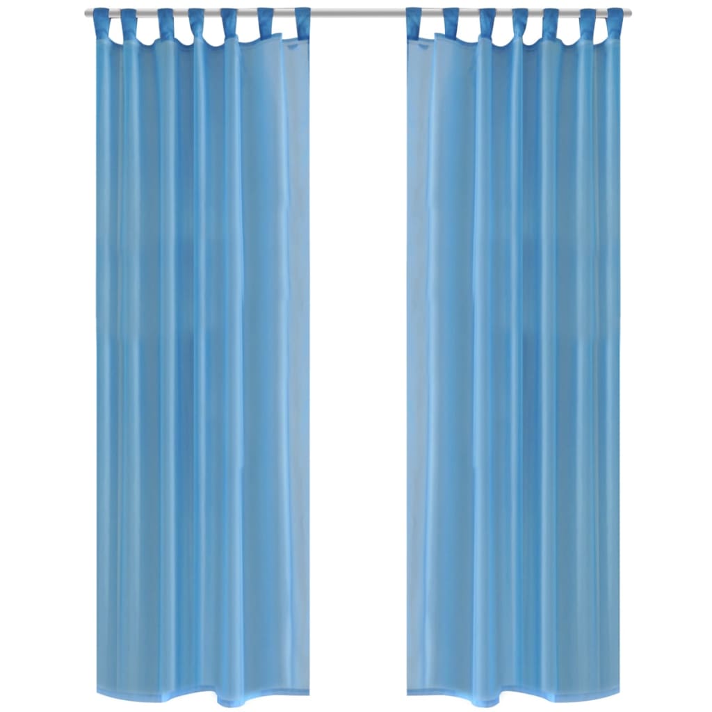 2 x Transparente Gardine Fertiggardine 140 x 245 cm türkis