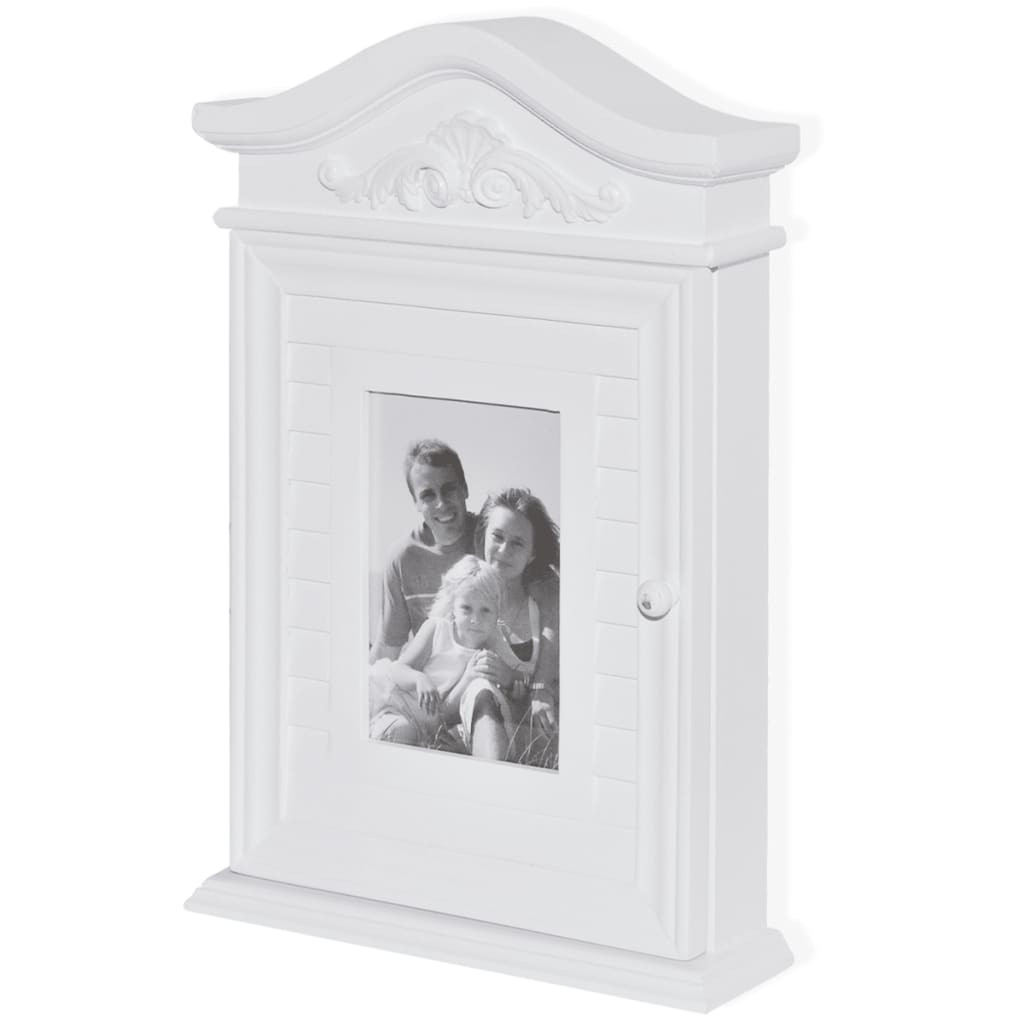 Schlüsselschrank mit Bilderrahmen Weiß