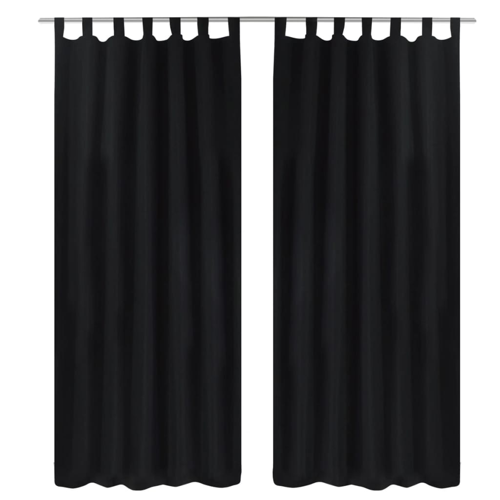 Vorhänge Gardienen aus Satin 2-teilig 140 x 175 cm Schwarz
