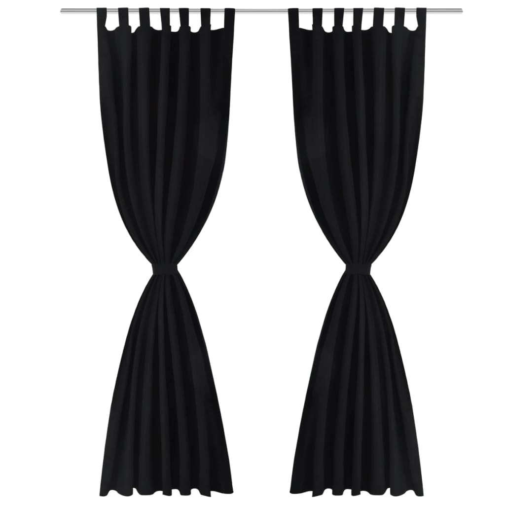 Vorhänge Gardienen aus Satin 2-teilig 140 x 175 cm Schwarz