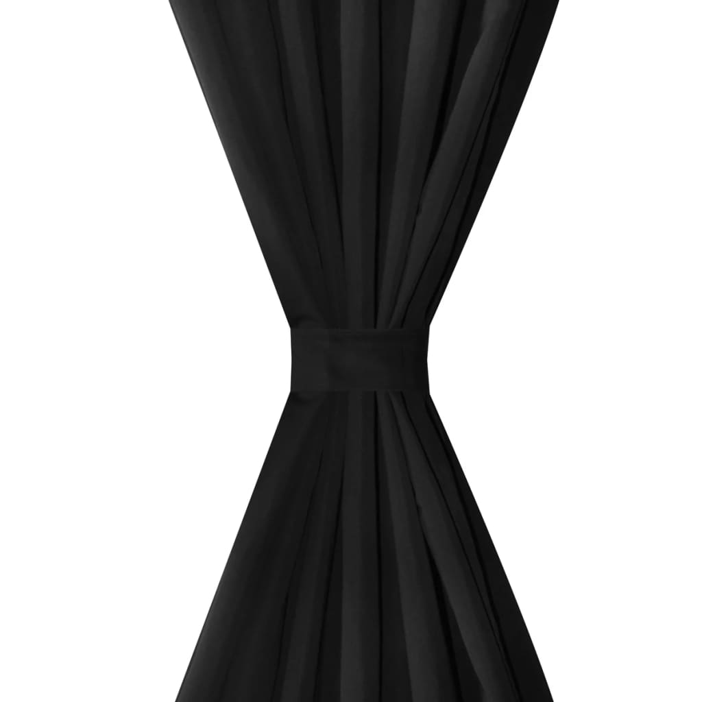 Vorhänge Gardienen aus Satin 2-teilig 140 x 175 cm Schwarz