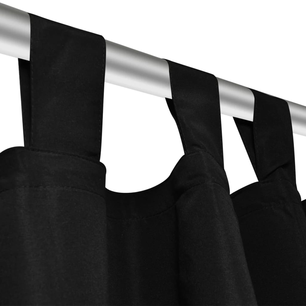 Vorhänge Gardienen aus Satin 2-teilig 140 x 175 cm Schwarz