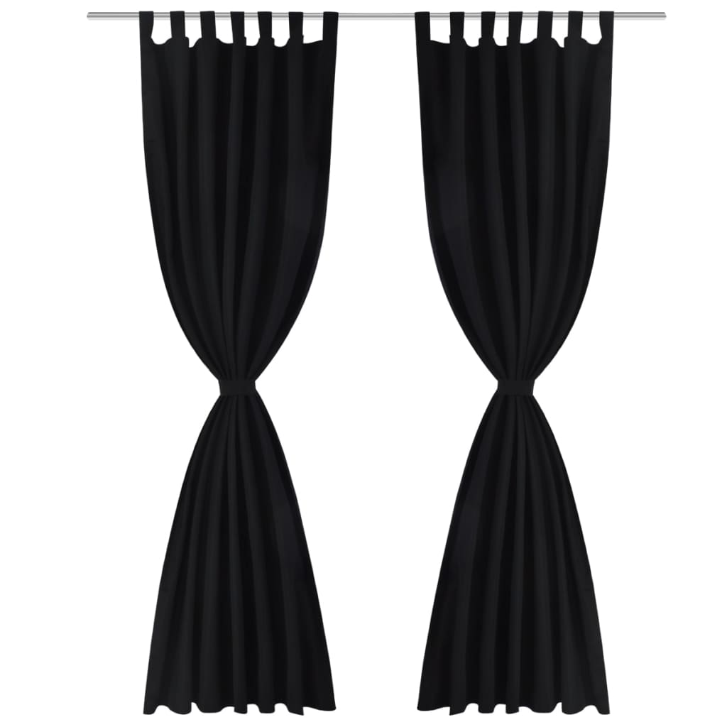 Vorhänge Gardienen aus Satin 2-teilig  140 x 225 cm Schwarz