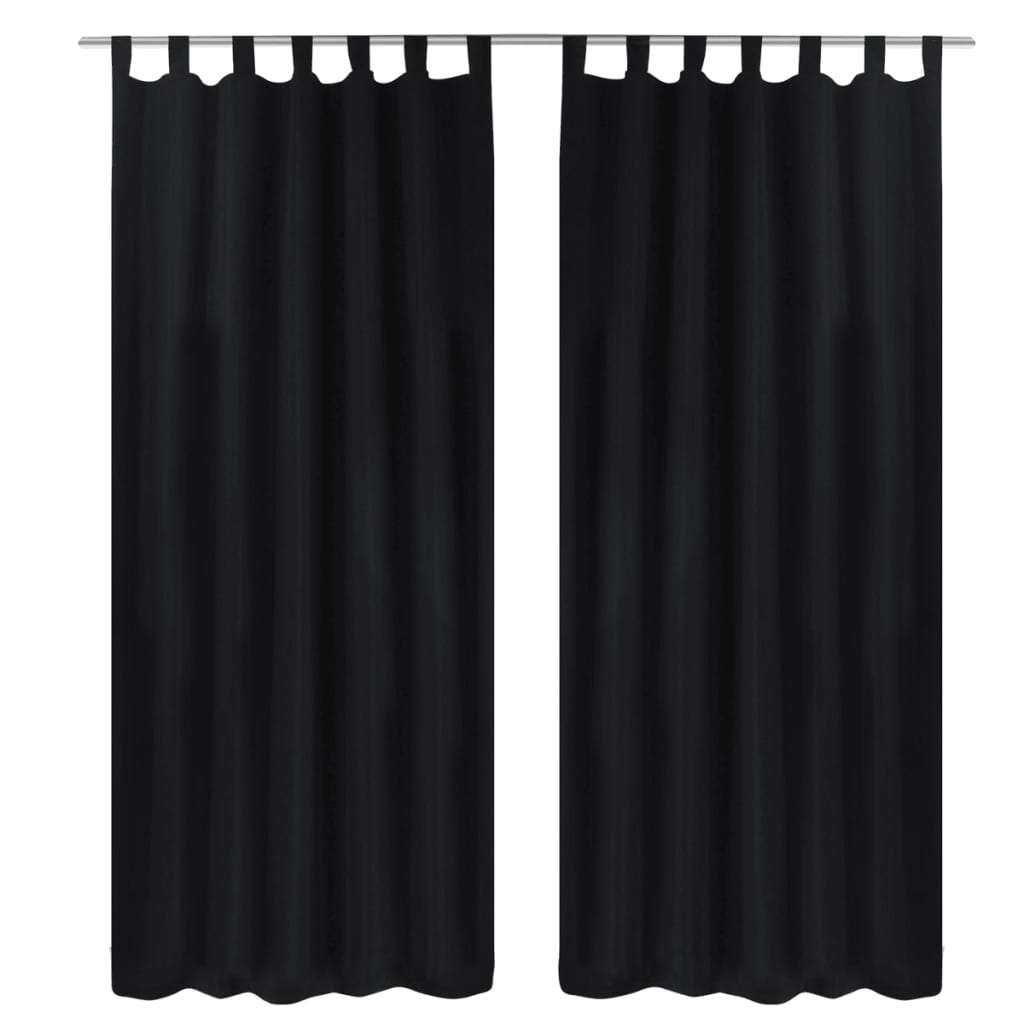 Vorhänge Gardienen aus Satin 2-teilig 140 x 245 cm Schwarz
