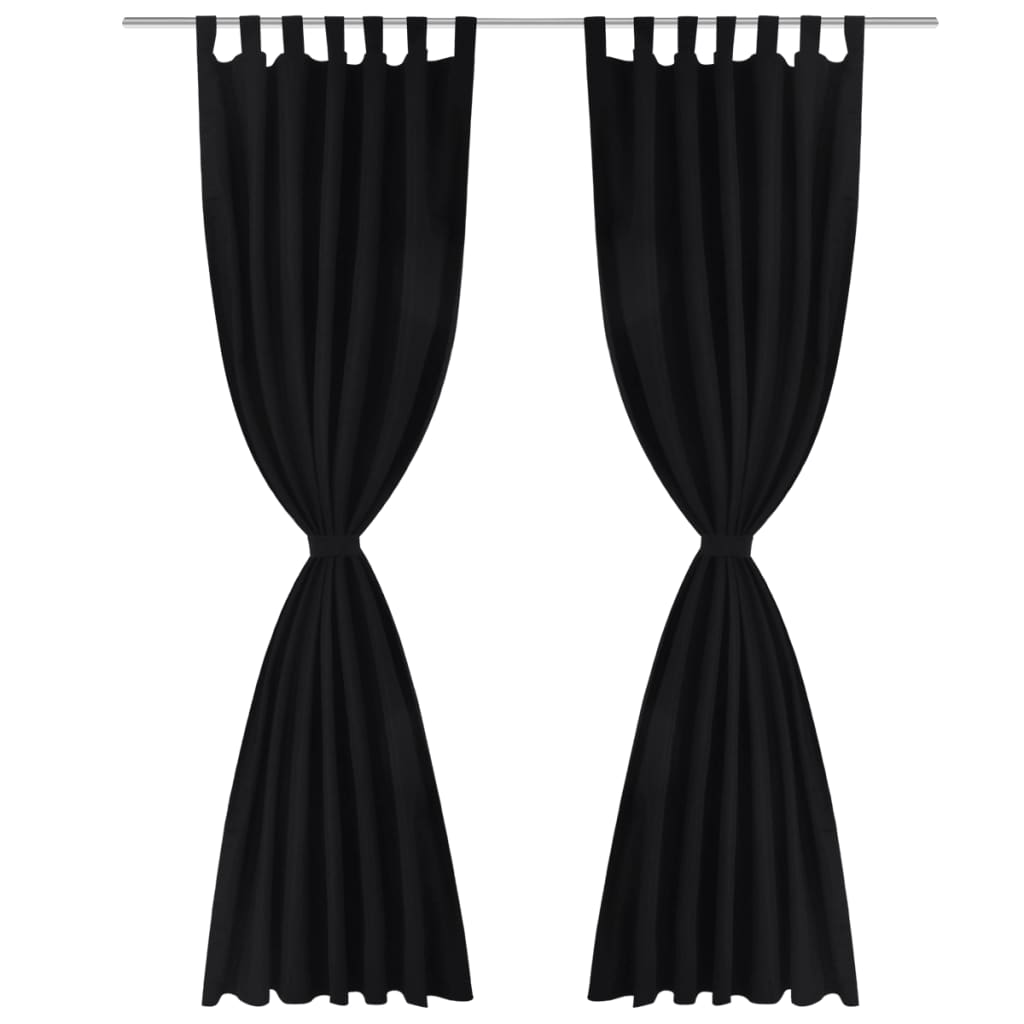 Vorhänge Gardienen aus Satin 2-teilig 140 x 245 cm Schwarz
