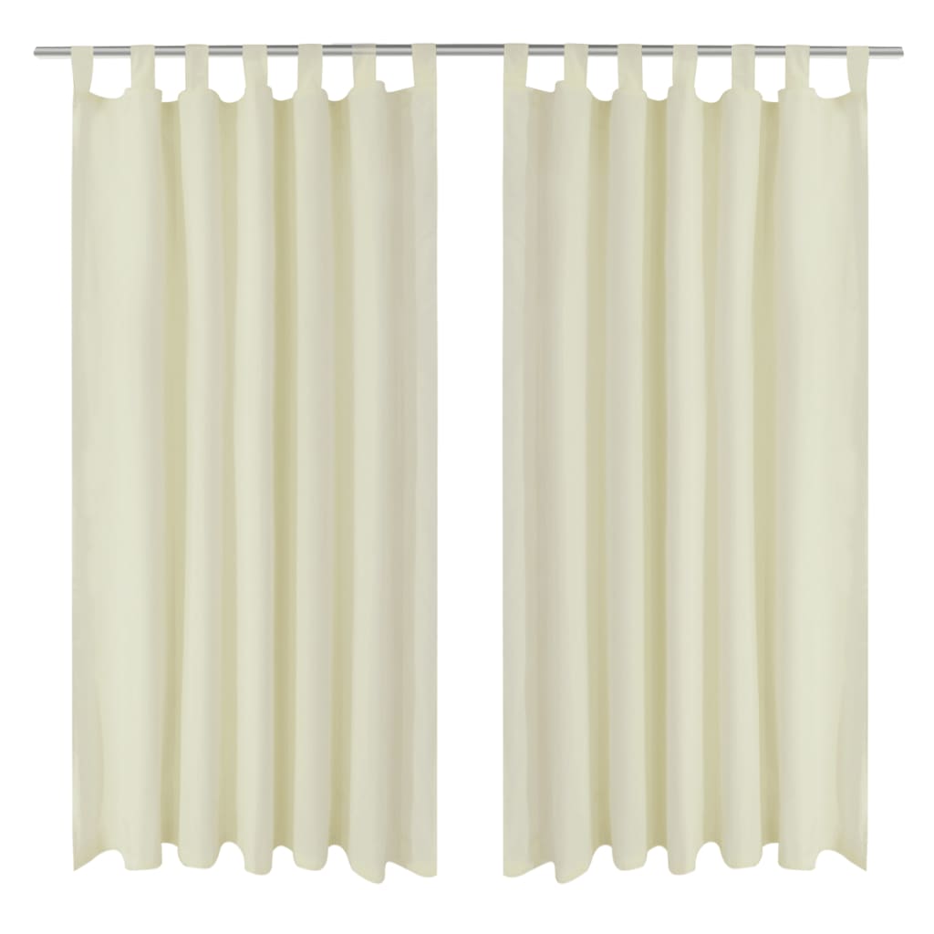 Vorhänge Gardienen aus Satin 2-teilig 140 x 175 cm Creme