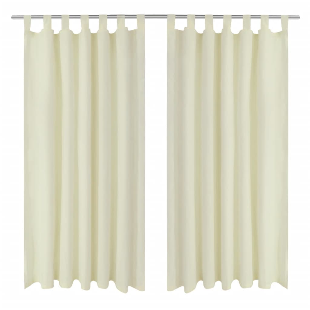 Vorhänge Gardienen aus Satin 2-teilig 140 x 245 cm Creme