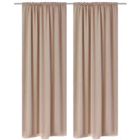 Thumbnail for 130374 2 pcs Cream Slot-Headed Blackout Curtains 135 x 245 cm