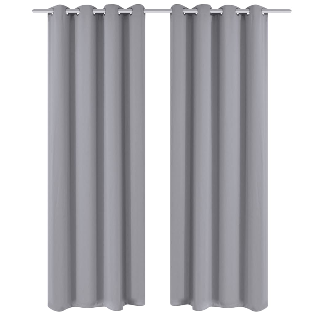 Verdunkelungs-Vorhänge mit Metallringen 135 x 245 cm Grau blackout