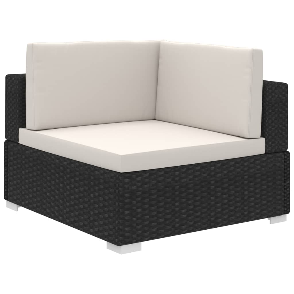 8-tlg. Garten-Lounge-Set mit Auflagen Poly Rattan Schwarz