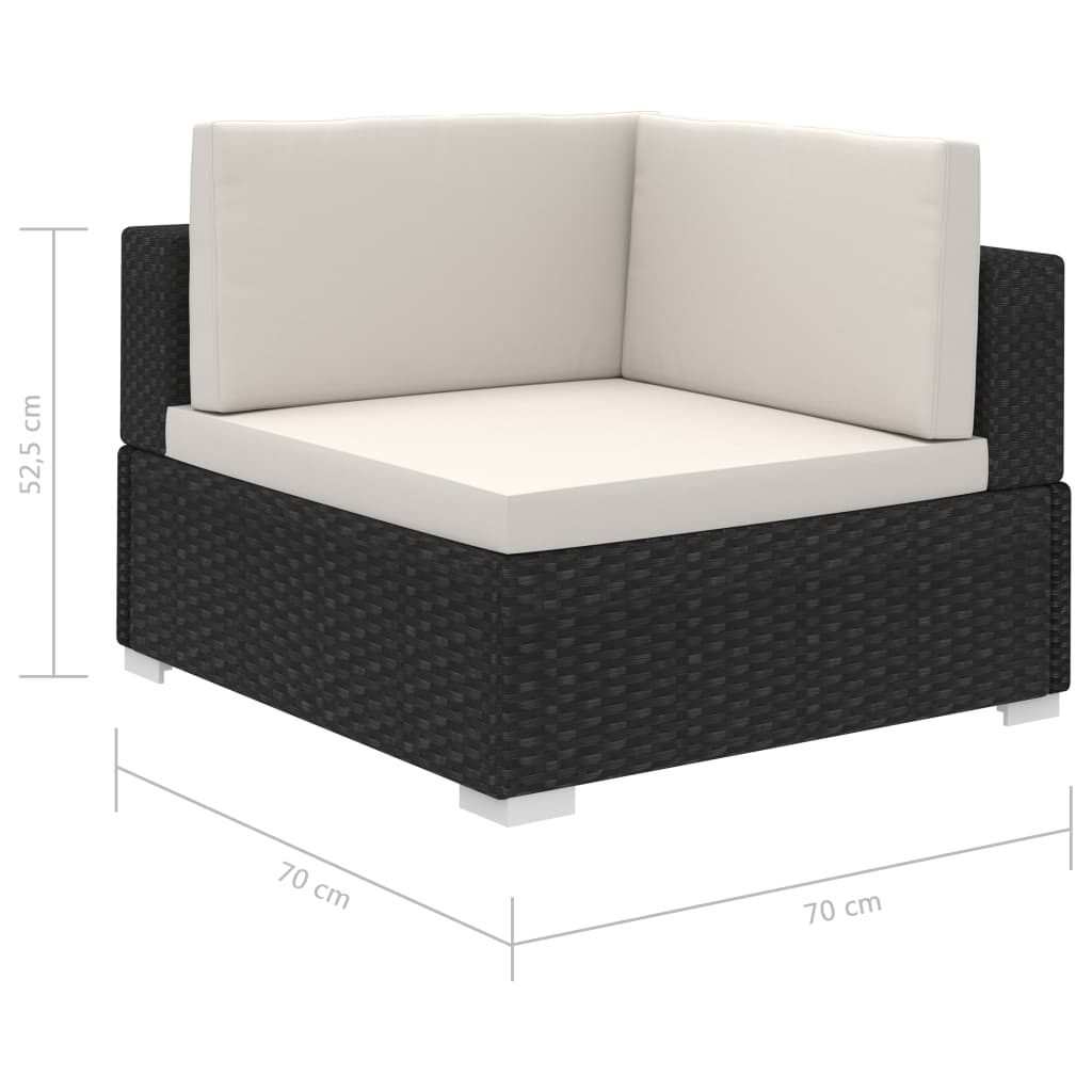 8-tlg. Garten-Lounge-Set mit Auflagen Poly Rattan Schwarz