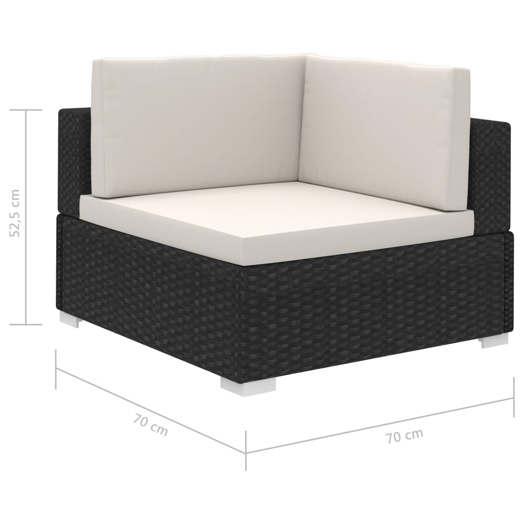 8-tlg. Garten-Lounge-Set mit Auflagen Poly Rattan Schwarz