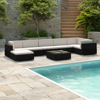 Thumbnail for 8-tlg. Garten-Lounge-Set mit Auflagen Poly Rattan Schwarz