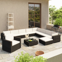Thumbnail for 12-tlg. Garten-Lounge-Set mit Auflagen Poly Rattan Schwarz