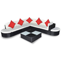 Thumbnail for 8-tlg. Garten-Lounge-Set mit Auflagen Poly Rattan Schwarz