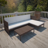 Thumbnail for 3-tlg. Garten-Lounge-Set mit Auflagen Poly Rattan Braun