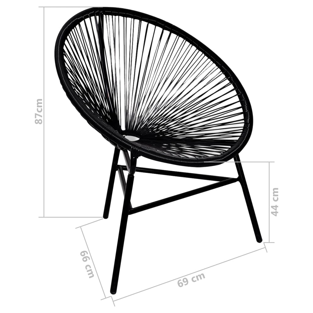 Garten-Mond-Stuhl Poly Rattan Schwarz