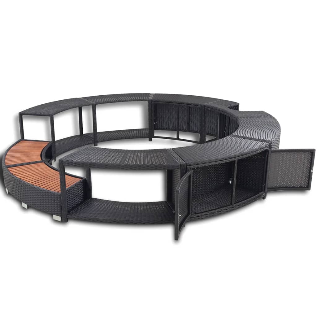 Whirlpool-Umrandung Rattan Rund Schwarz