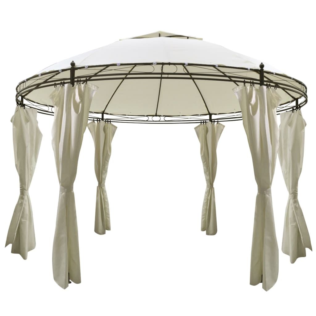 Runder Gartenpavillion mit Vorhängen 3,5x2,7 m