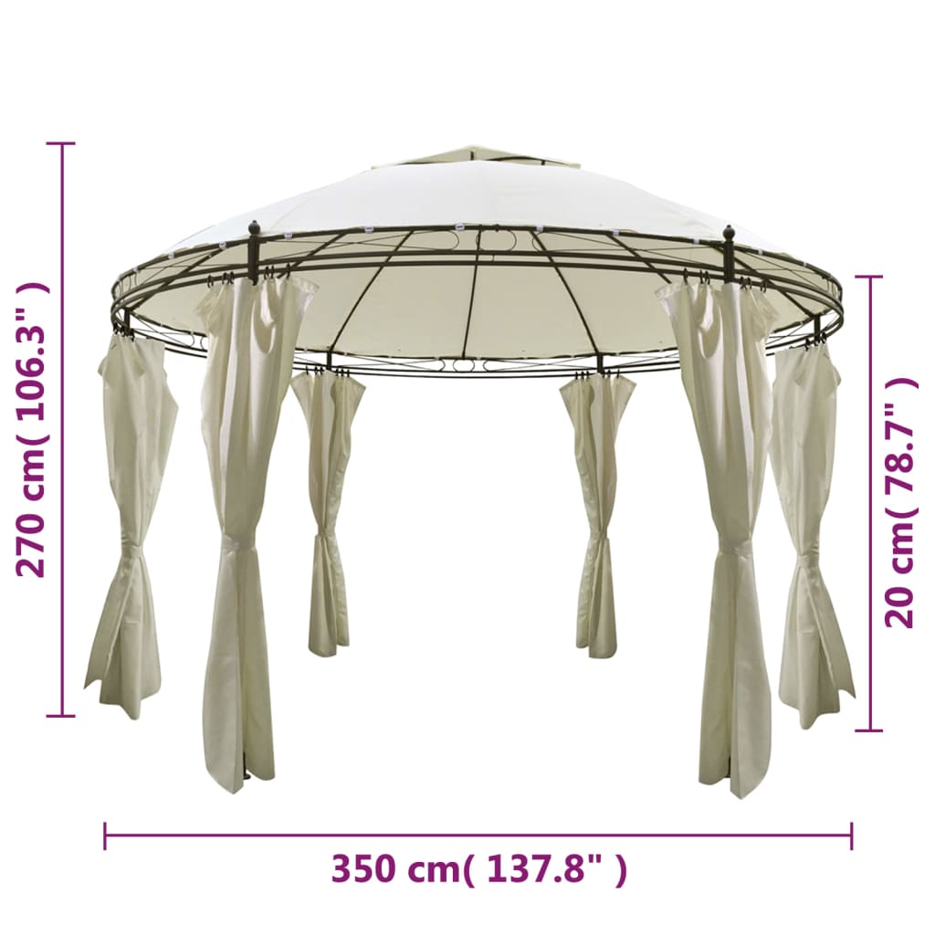 Runder Gartenpavillion mit Vorhängen 3,5x2,7 m