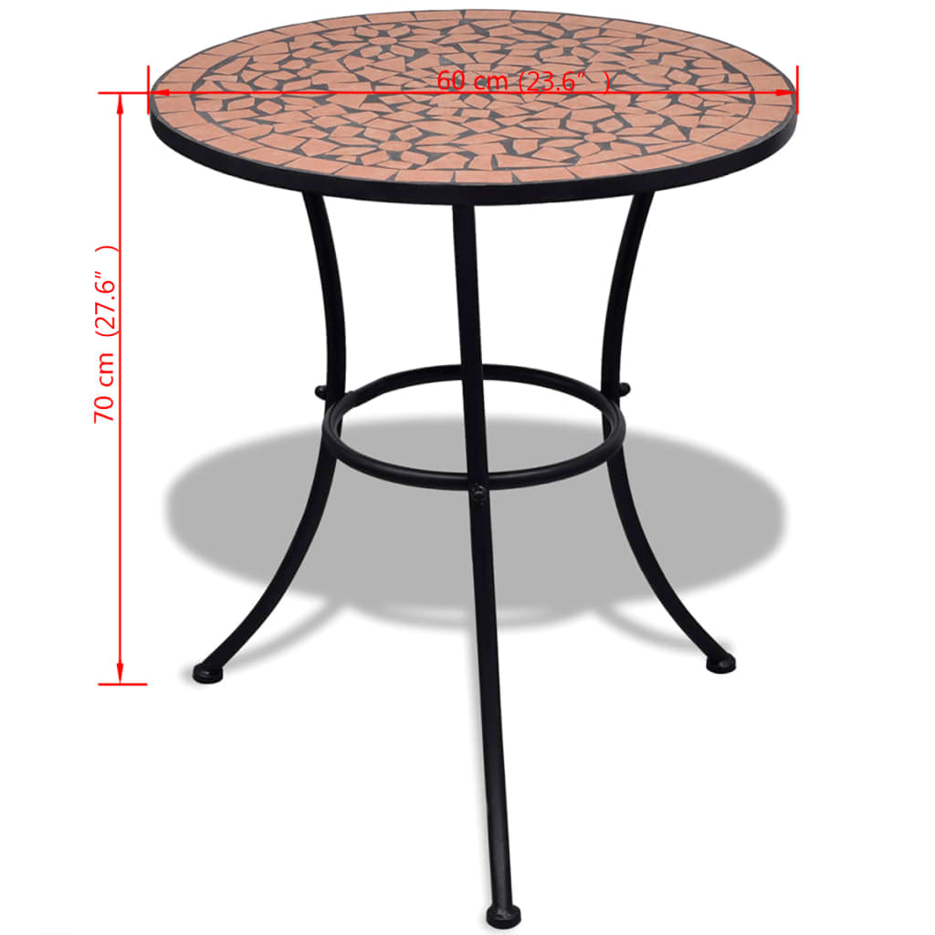 Bistrotisch Terracotta-Rot 60 cm Mosaik