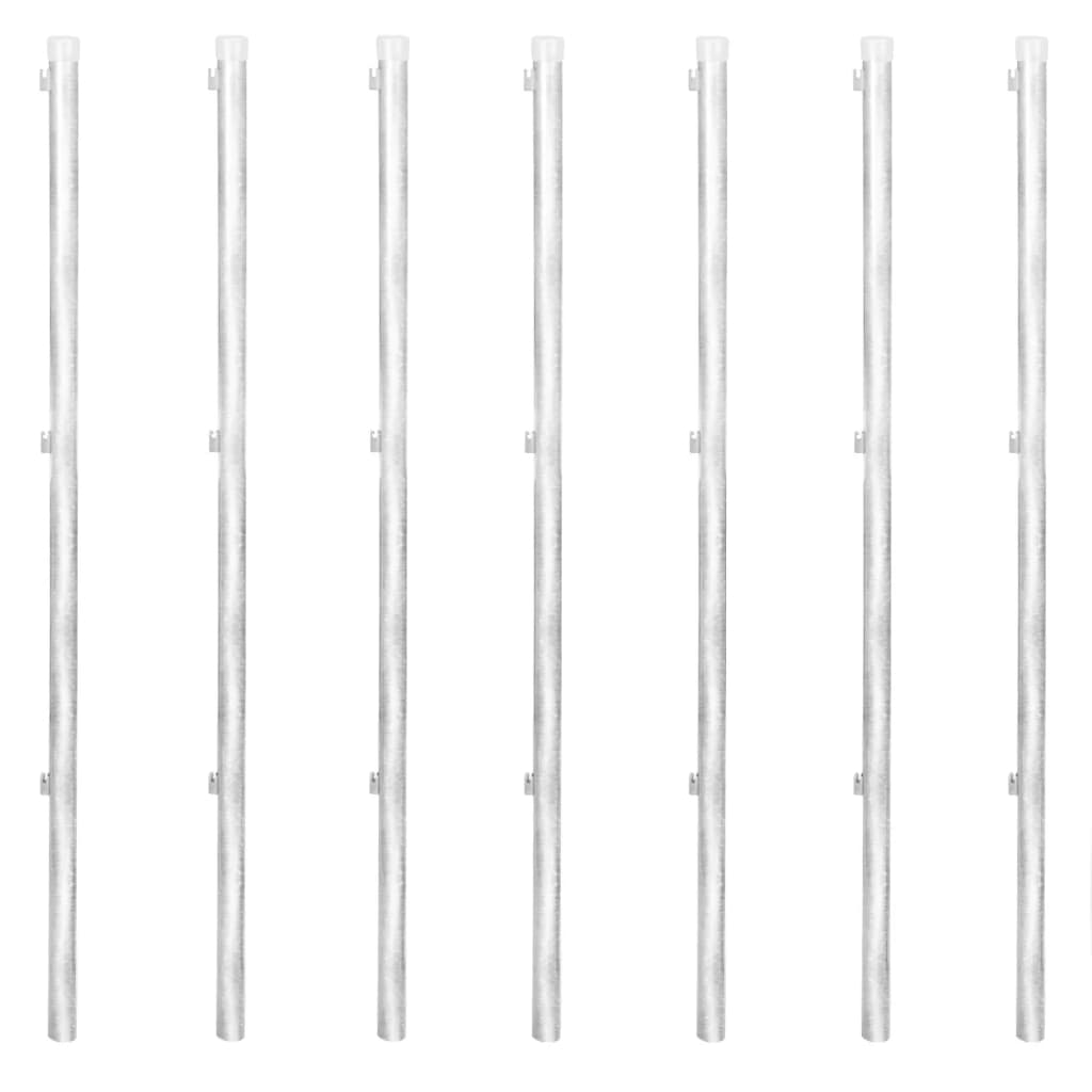 Maschendrahtzaun mit Pfosten Verzinkter Stahl 15×0,8 m Silbern