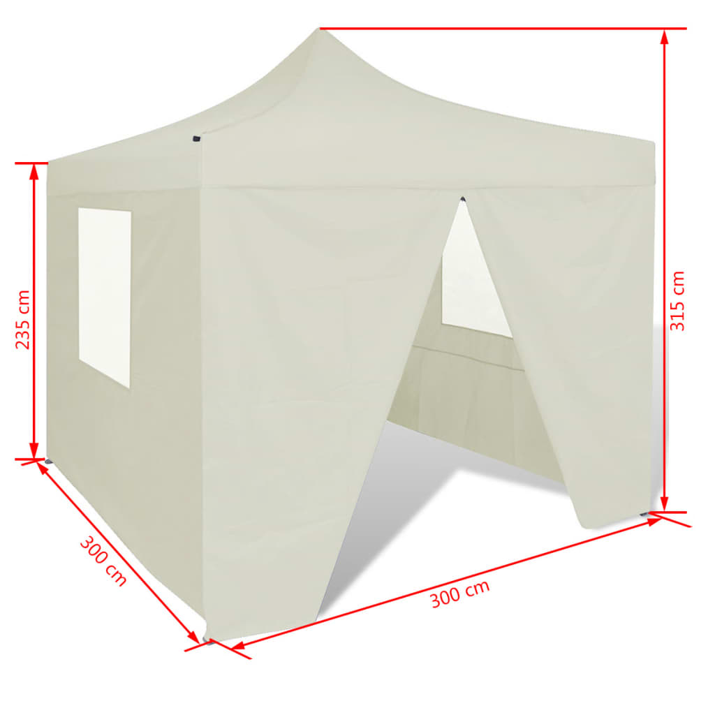 Faltzelt mit 4 Wänden 3 x 3 m Cremeweiß
