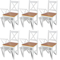 Thumbnail for Esszimmerstühle 6 Stk. Weiß Kiefernholz