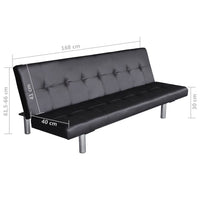 Thumbnail for Schlafsofa mit zwei Kissen Kunstleder Verstellbar Schwarz