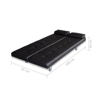 Thumbnail for Schlafsofa mit zwei Kissen Kunstleder Verstellbar Schwarz