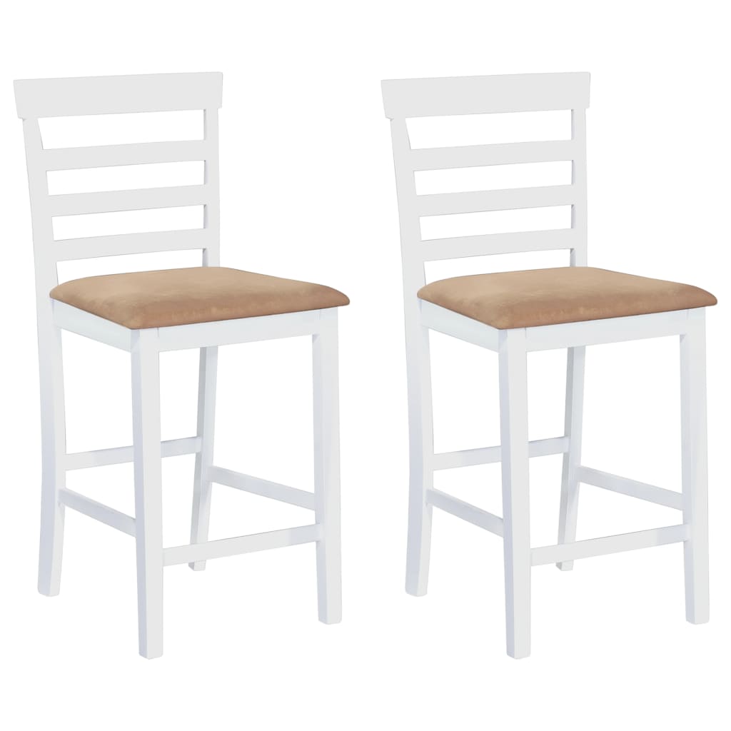 Barhocker 2 Stk. Weiß Stoff