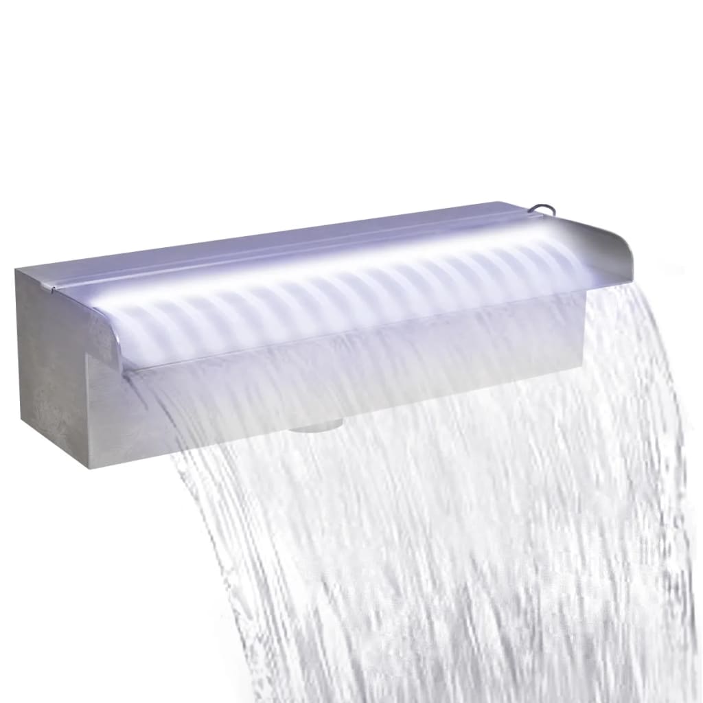 Pool-Wasserfall Fontäne mit LEDs Rechteckig Edelstahl 30 cm