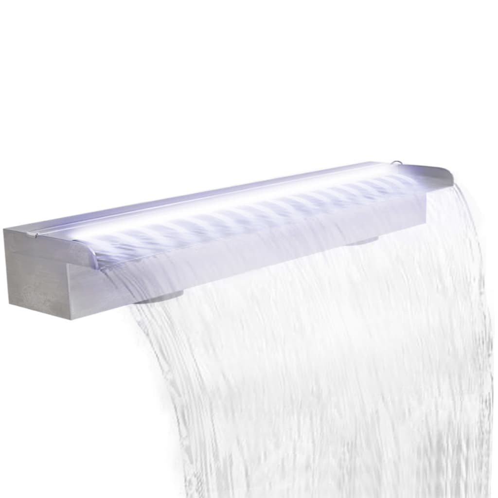 Pool-Wasserfall Fontäne mit LEDs Rechteckig Edelstahl 90 cm