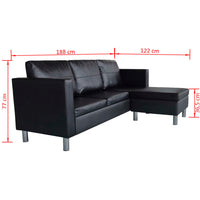 Thumbnail for L-förmiges Sofa 3-Sitzer Kunstleder Schwarz