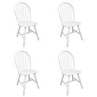 Thumbnail for Esszimmerstühle 4 Stk. Weiß Gummibaum Massivholz